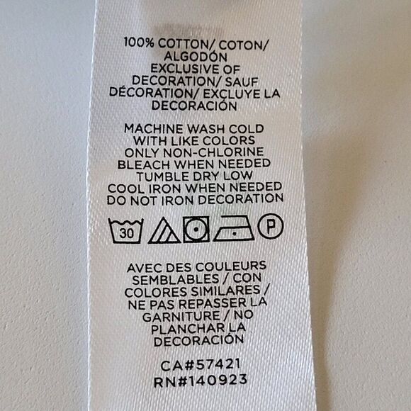 NEW LOFT X-Large 100% Cotton T-Shirt Semi-Sheer Embroidered Neckline Athleisure - Picture 10 of 11